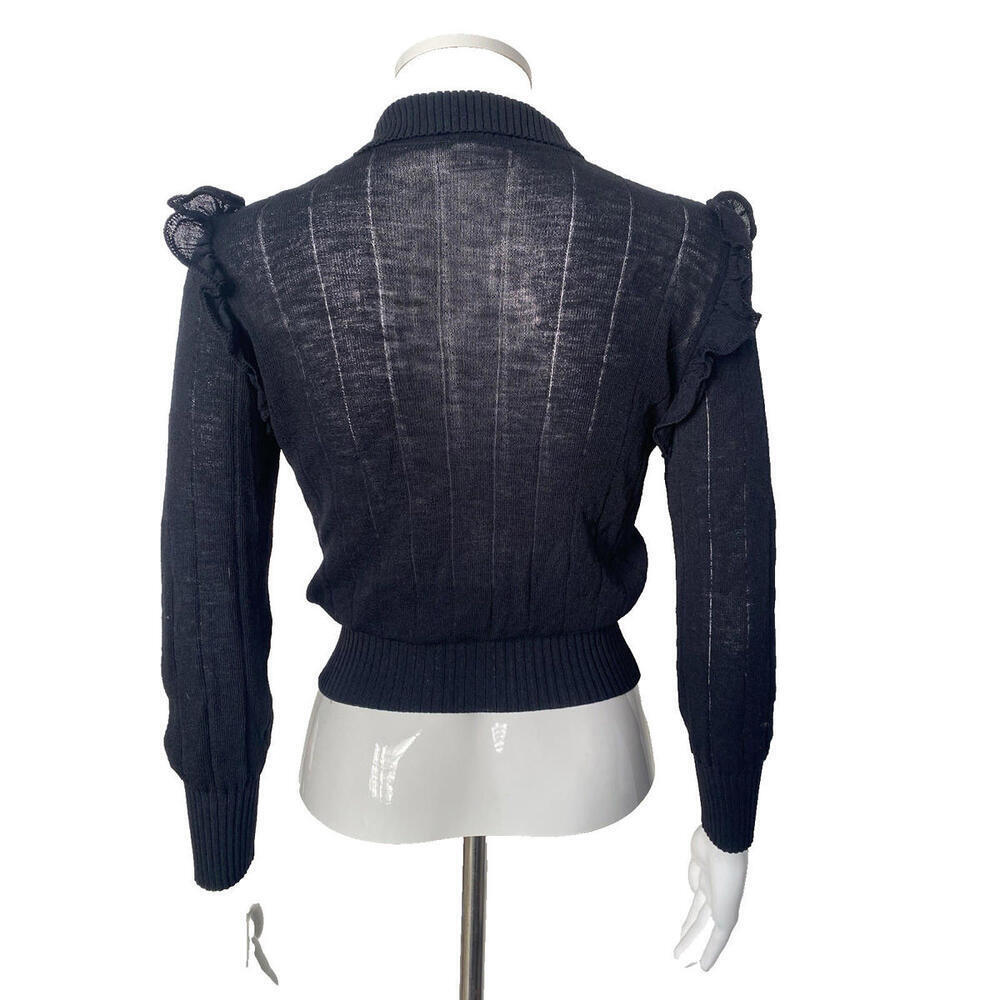 2003 CHANEL 03A Black Ruffle Long Sleeve Blouse Top FR-36 - Picture 5 of 7